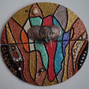 N° 226 )  SANS TITRE ( Mixte sur bois , 30 cm x 29 cm ).