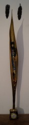 PEINTURE SUR FEUILLE DE COCO SUR SOCLE EN PAVE 003